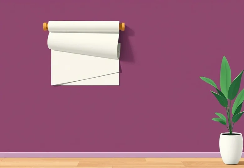 Pose de papier peint, rouleau et brosse à maroufler